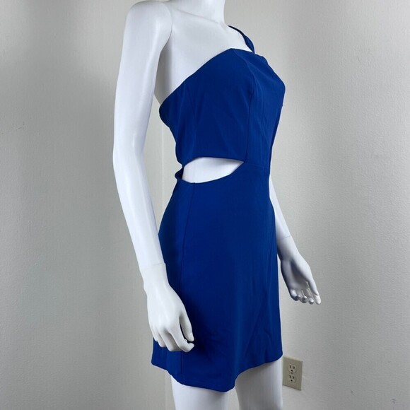 Lulus Women Size L Rearview Mirror Blue One Shoulder Bodycon Mini NEW Dress - Picture 8 of 12
